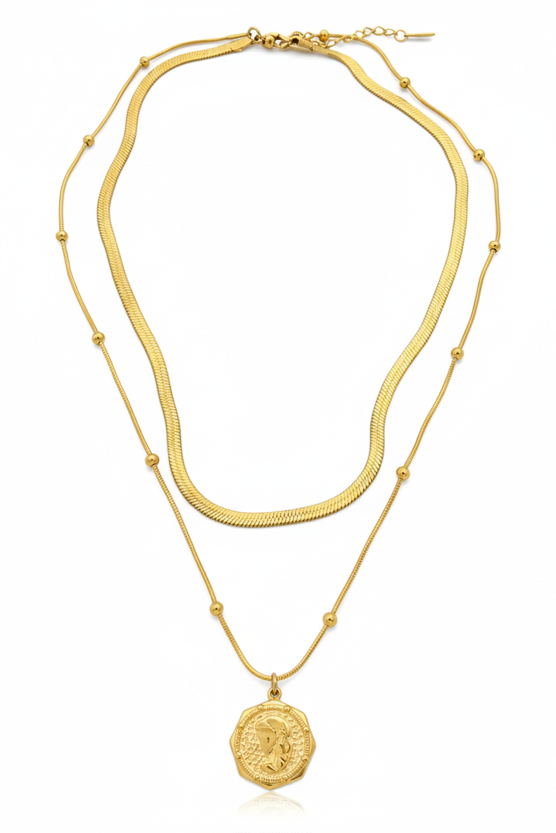 Athena Coin Layered Set Necklace
