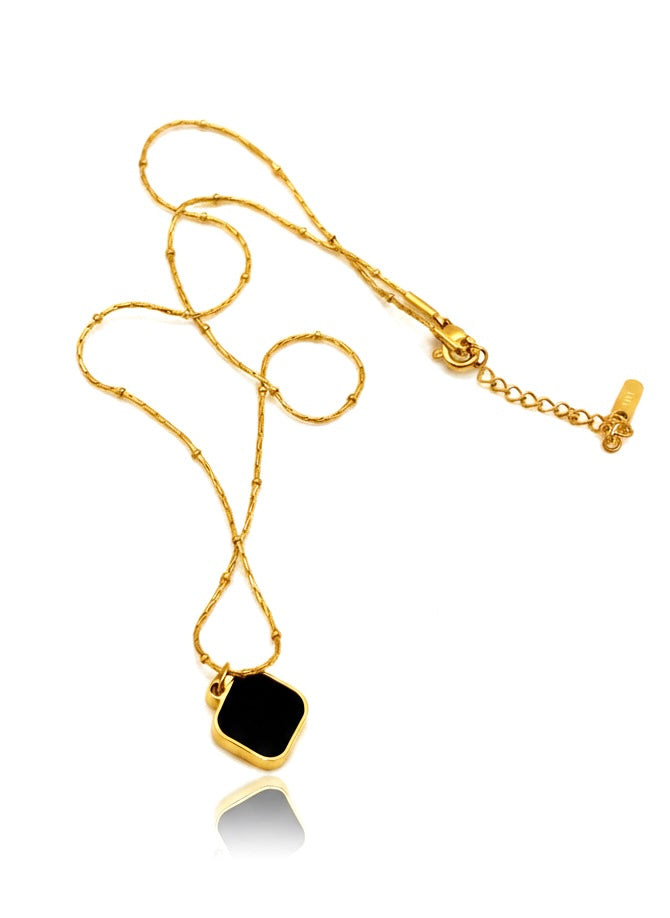 Onyx Square Solitaire Necklace