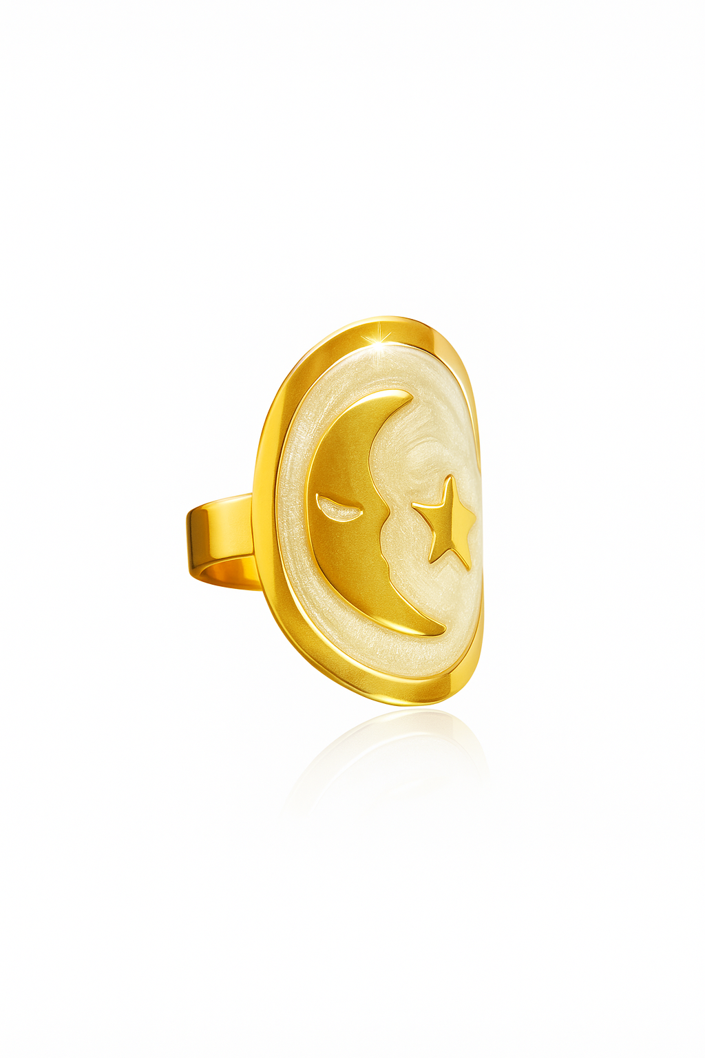 Celestial Moon and Star Gold Ring