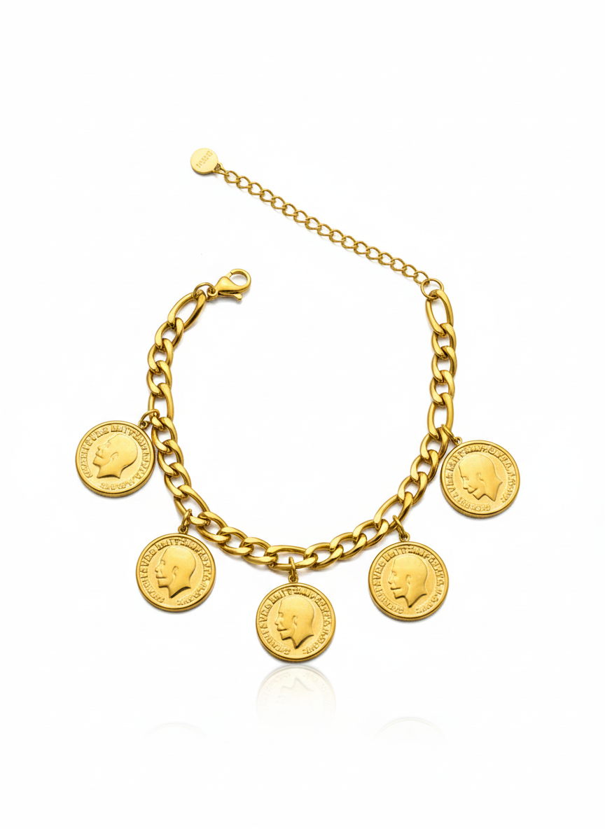 Roman Emperor Multi-Coin Curb Bracelet