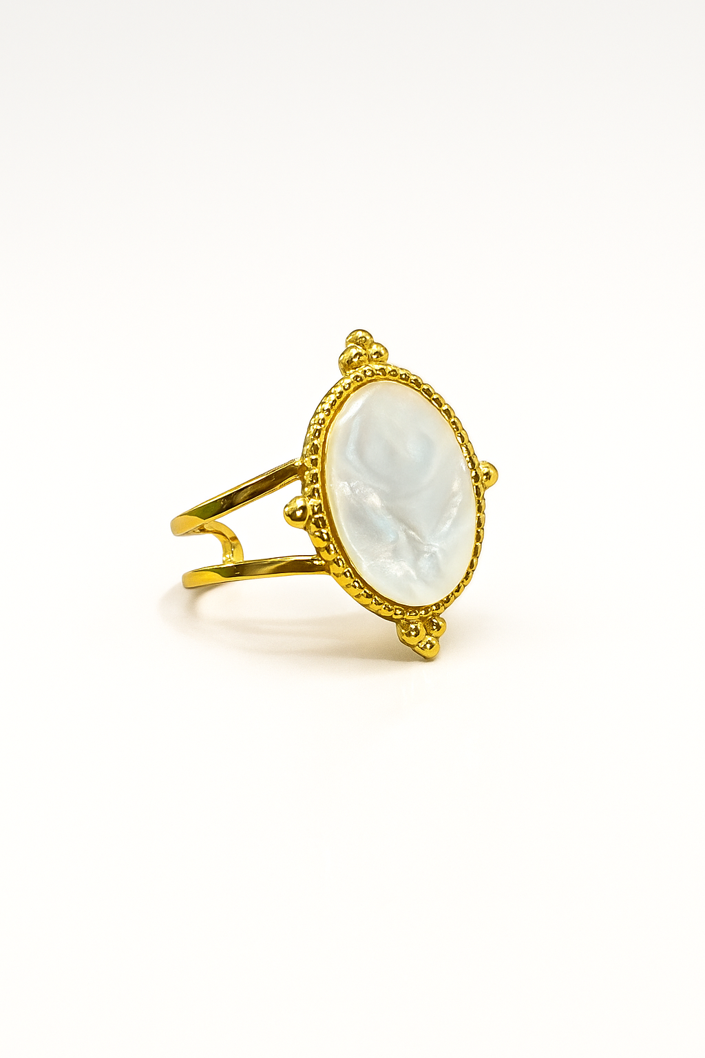 Gold-Finish Oval Mother of Pearl Ring