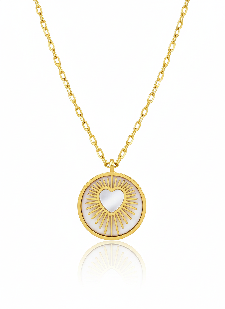 Sunburst Heart Medallion Necklace