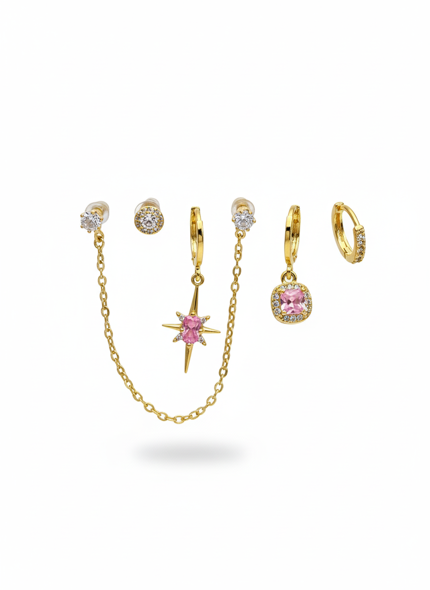 Pink Stellar Earring Set