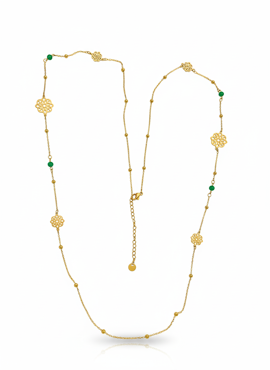 Rose & Bead Long Necklace