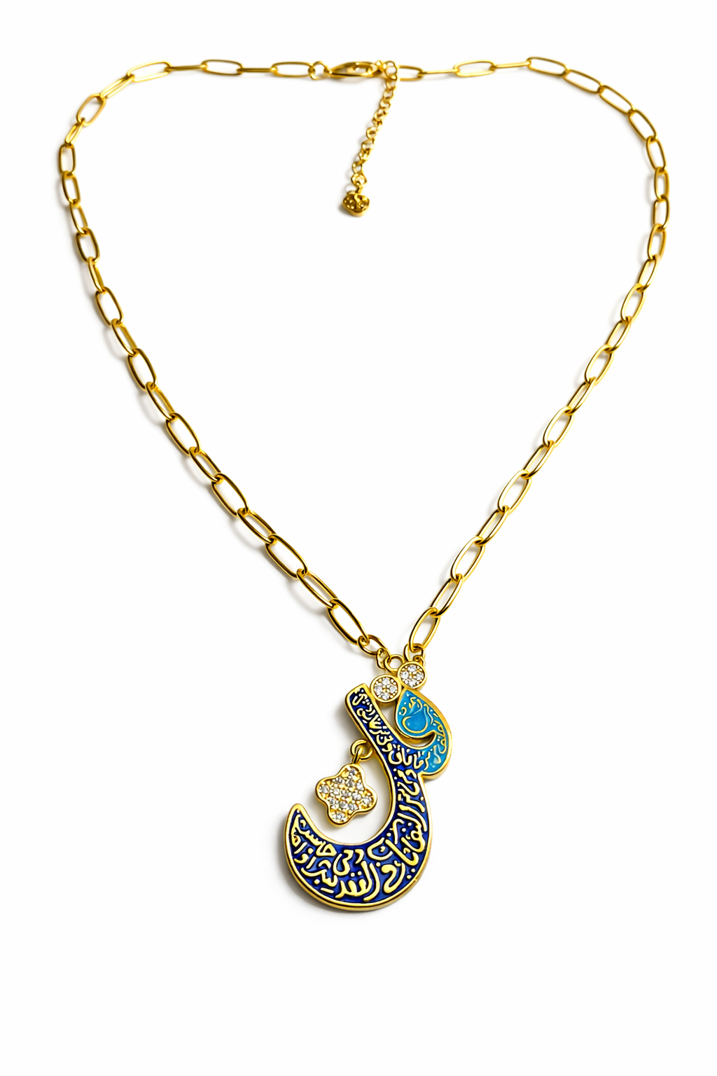 The Turquoise Enamel Calligraphy Pendant