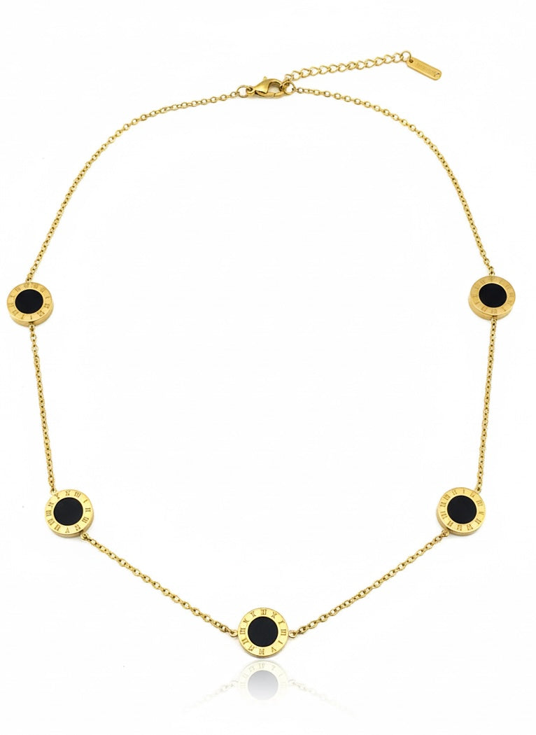 Roman Numeral Duo-Tone Station Necklace