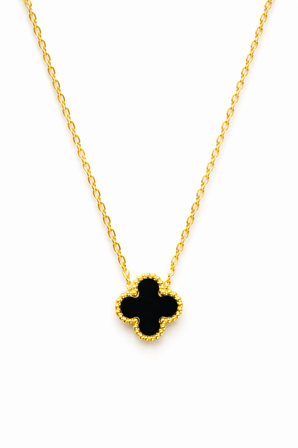 Onyx-Style Midnight Clover Necklace