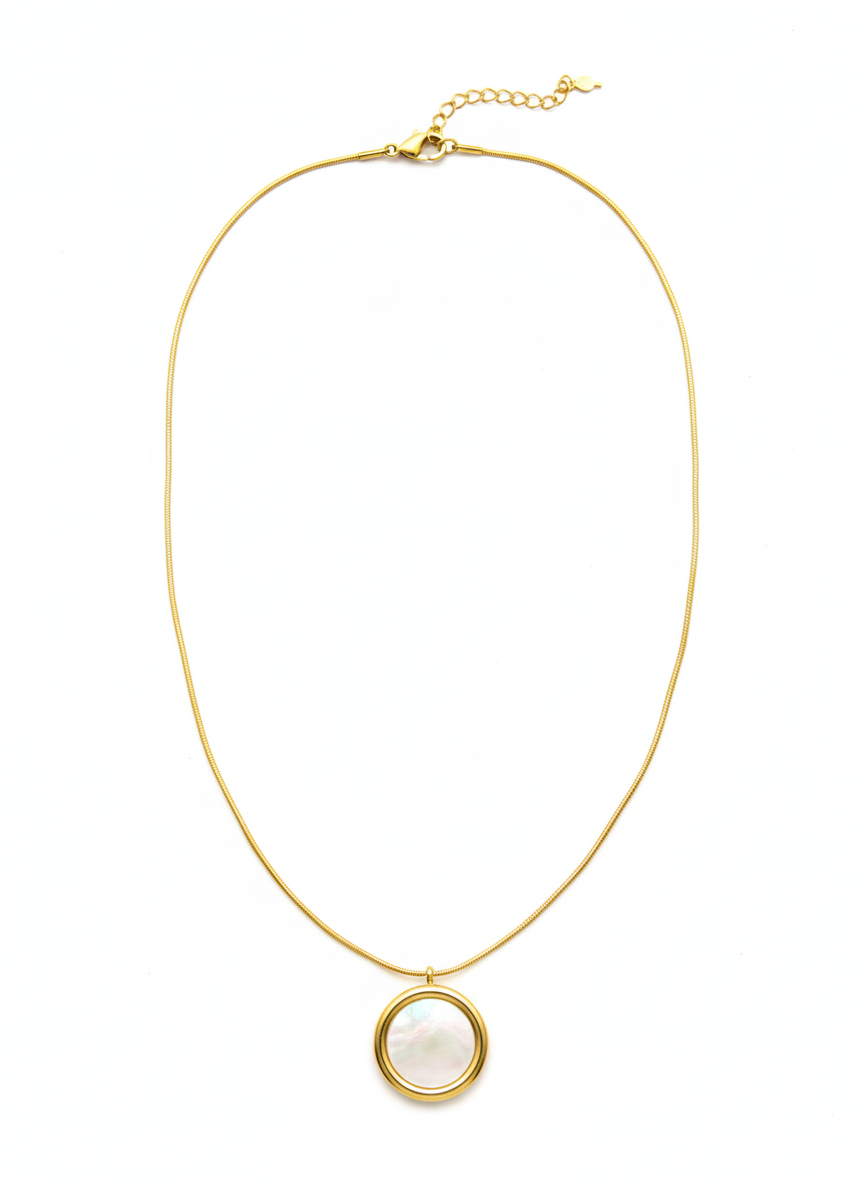 Iridescent Shell Medallion Necklace