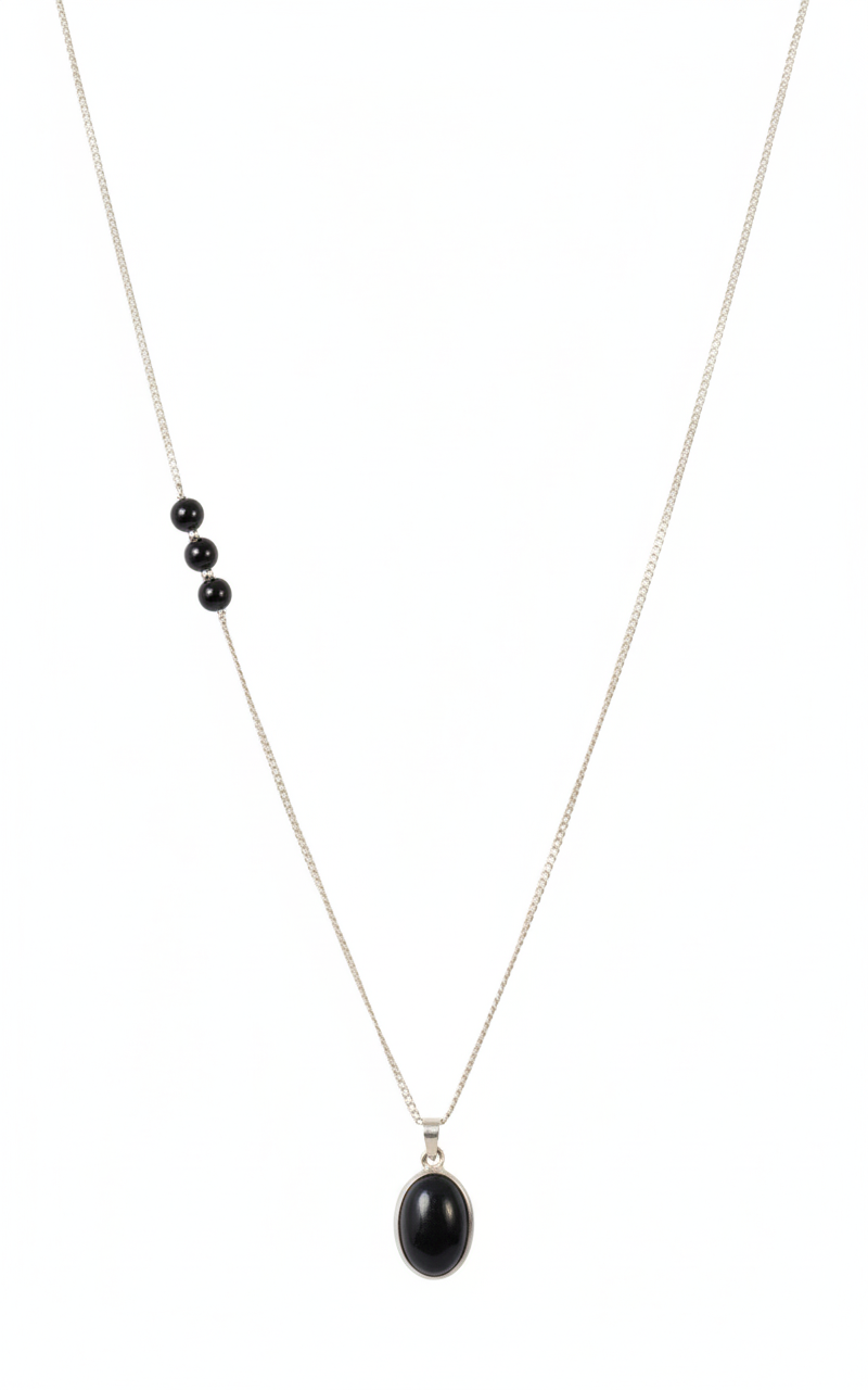 The Onyx Orbit Silver Necklace