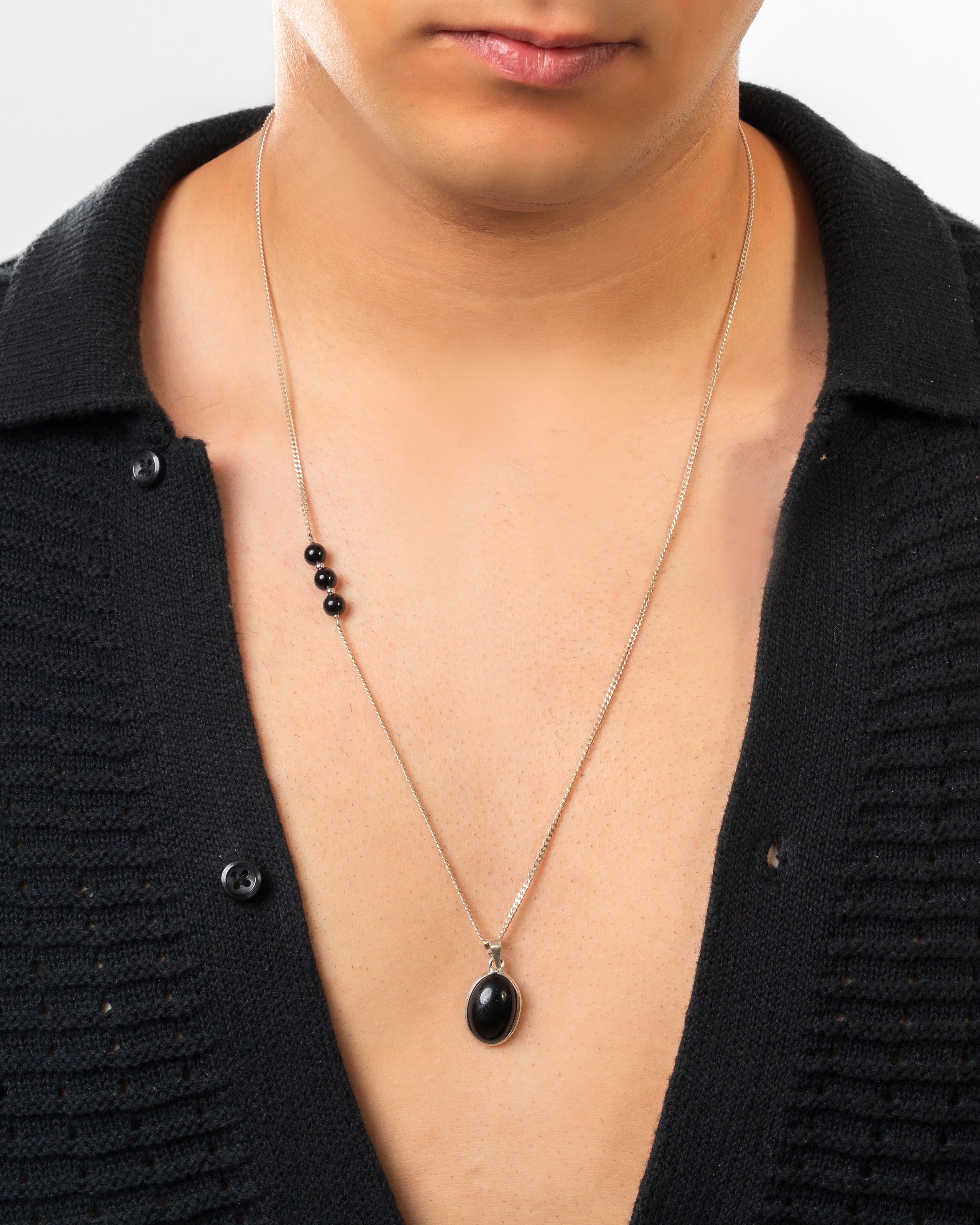 The Onyx Orbit Silver Necklace