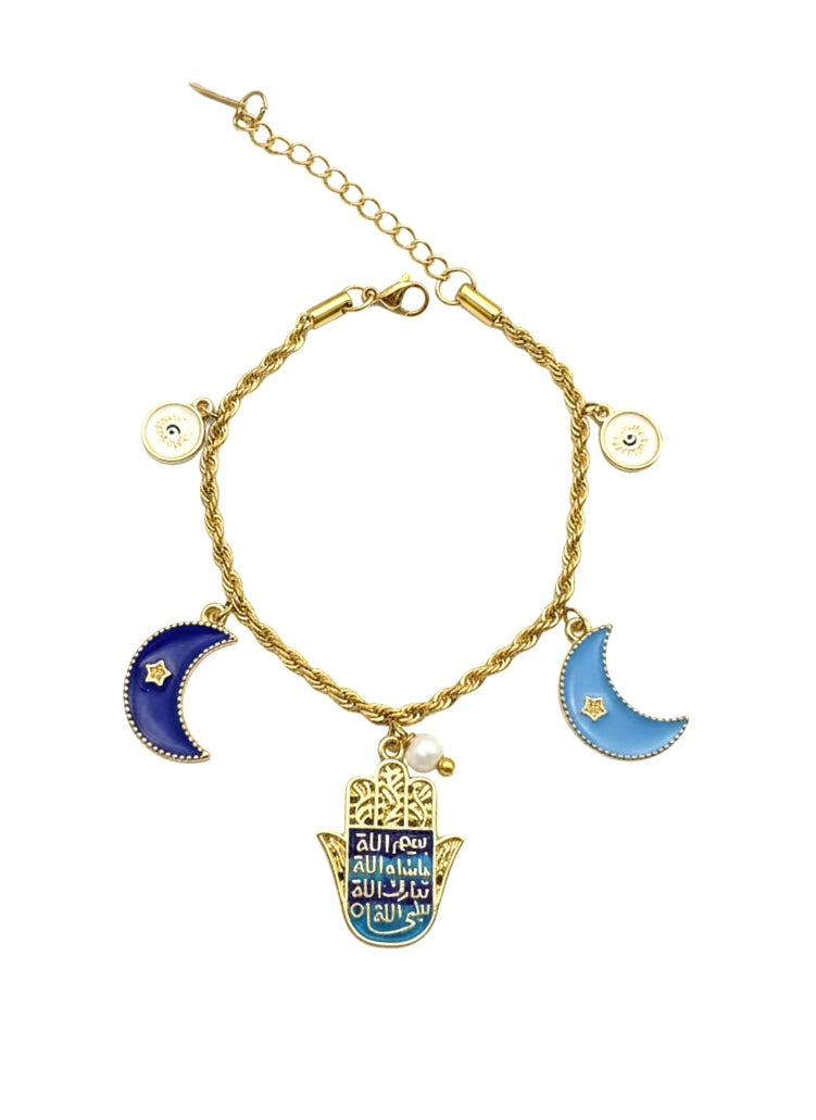 Handmade Celestial Hamsa Charm Bracelet