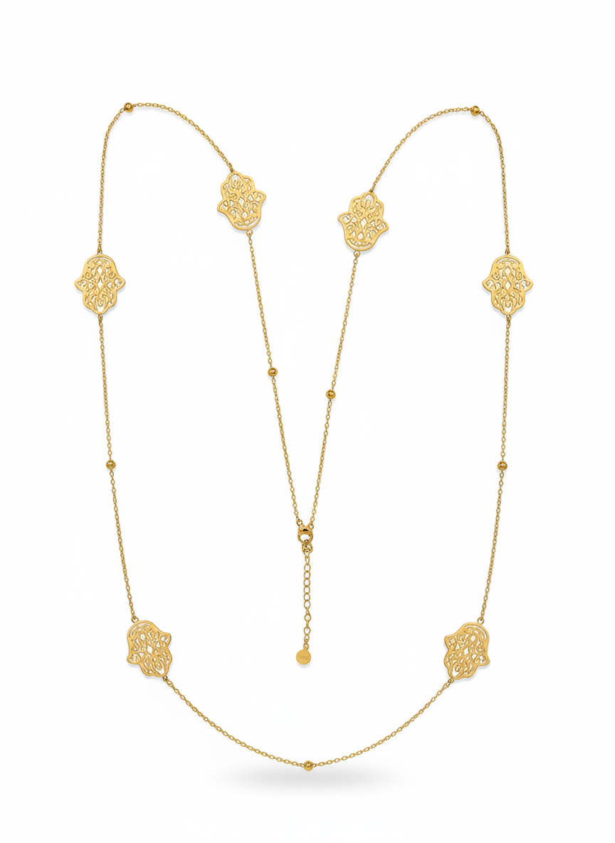 Filigree Hamsa Long Necklace