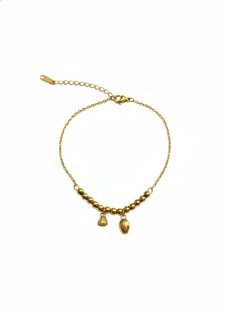 Golden Bud Charm Anklet