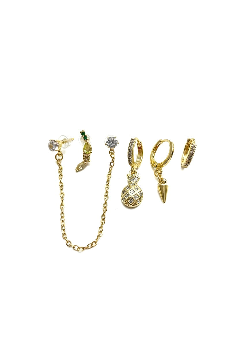 Golden Tropical Charm Earring Set