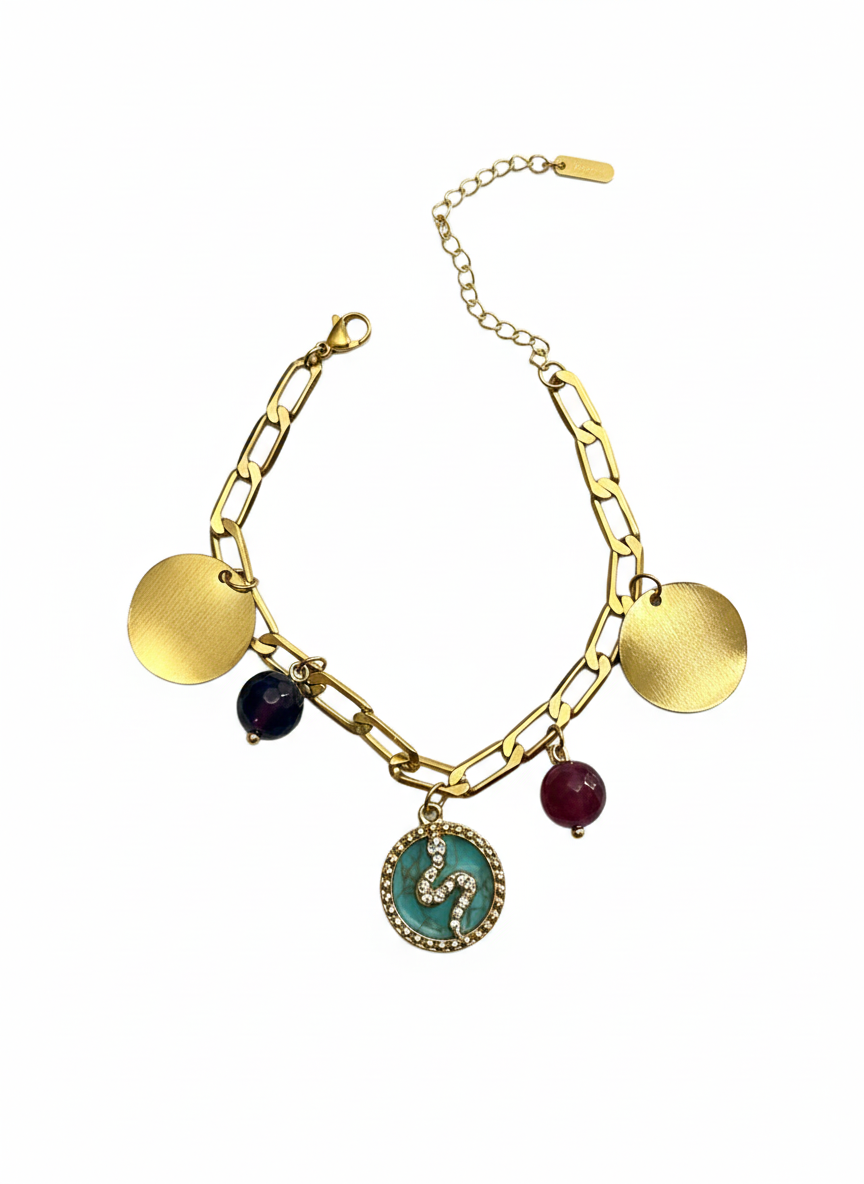 Serpent Medallion Charm Handmade Bracelet