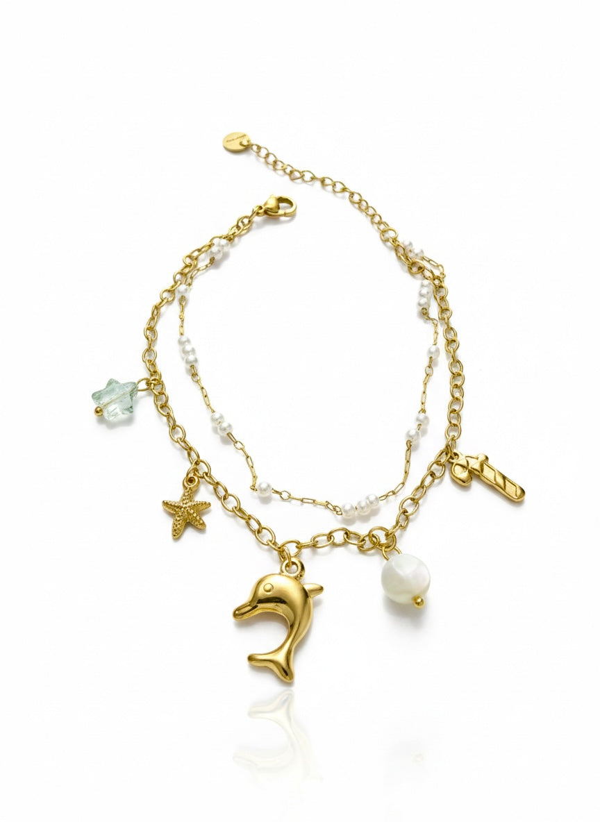 Ocean Charm Layered Anklet