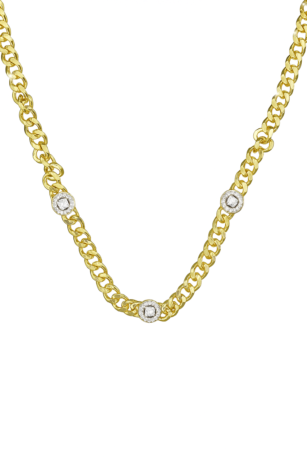 Platinum Halo Link Necklace