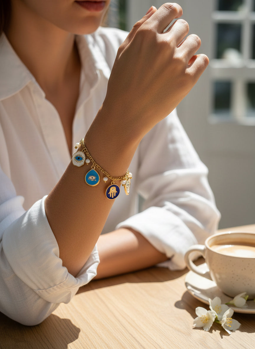 Golden Nazar Charm Bracelet