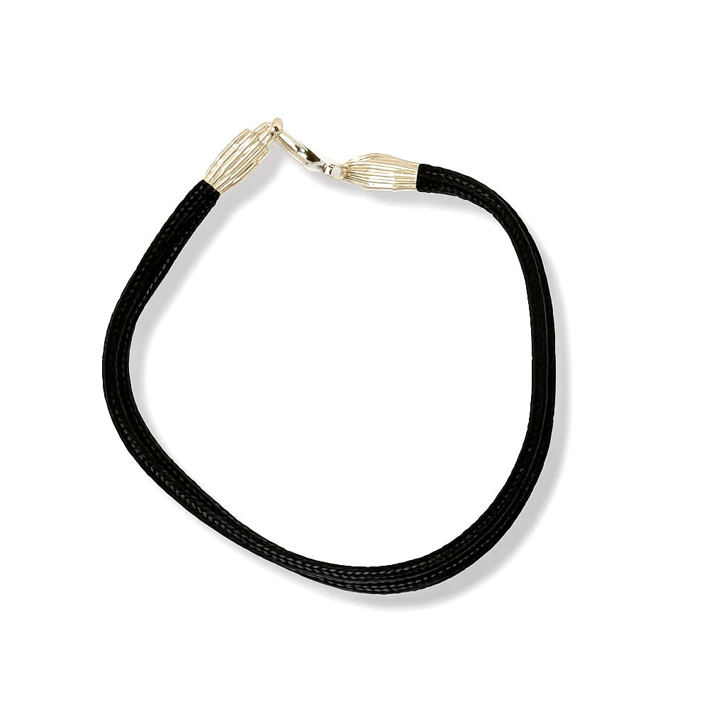 Handmade Black Leather Bracelet with Silver Hands (2 layers)