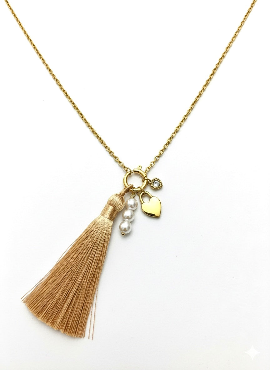 The Golden Heart Tassel Long Necklace