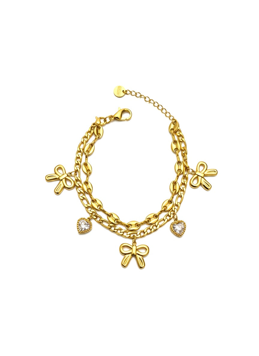 Bow & Crystal Charm Bracelet