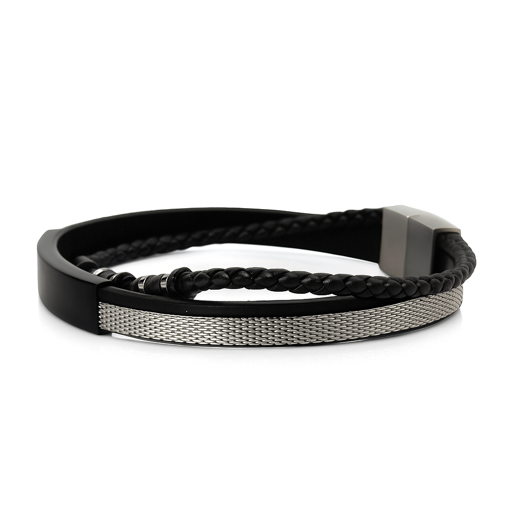 Emporio Armani Men's Braided Leather Bracelet