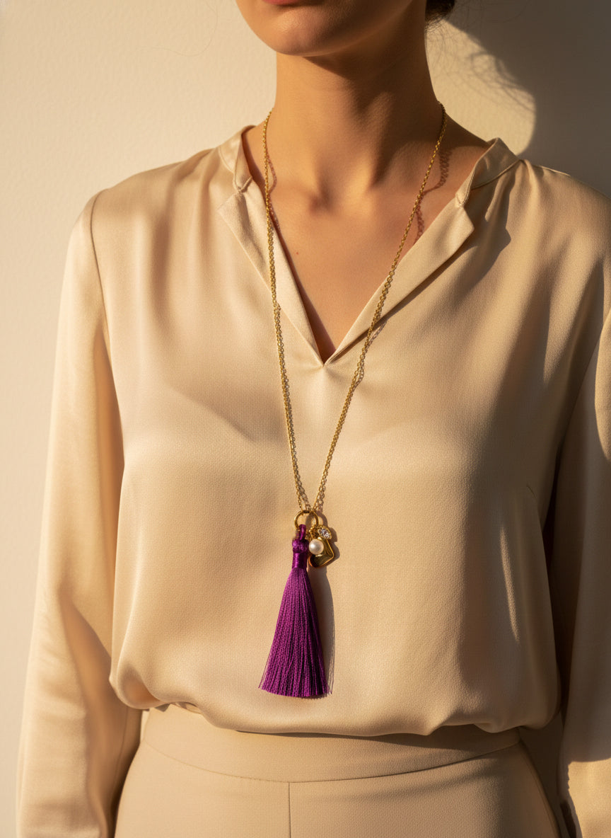 The Amethyst Heart Long Necklace