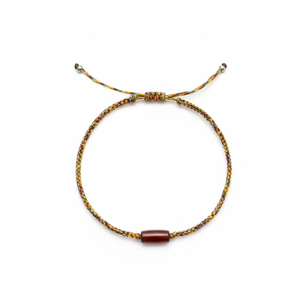 Camo-Style Cord & Amber Gemstone Bracelet