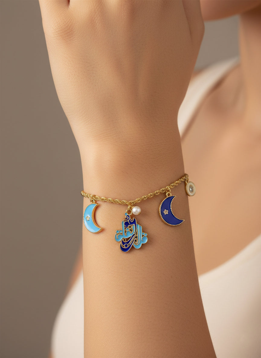 Handmade Celestial Calligraphy Charm Bracelet