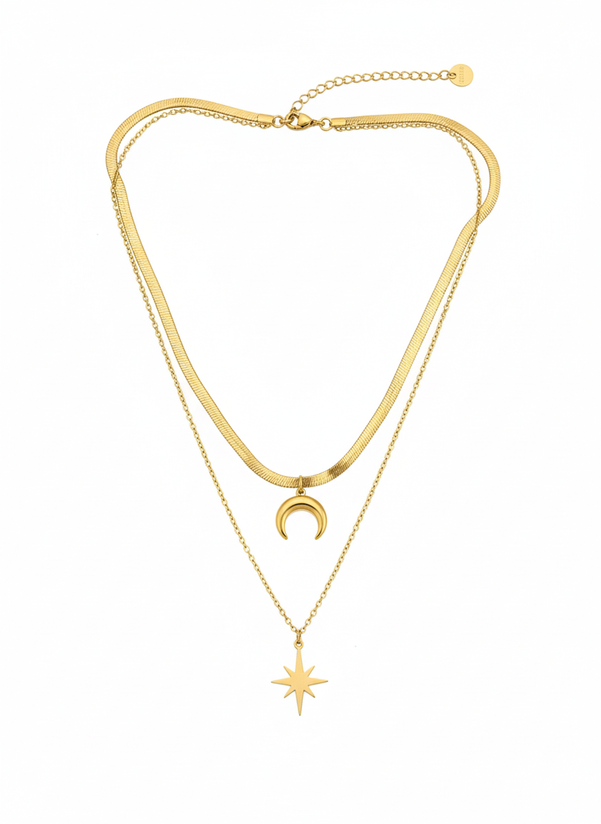 Moon & North Star Duo Necklace