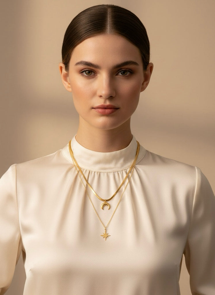 Moon & North Star Duo Necklace