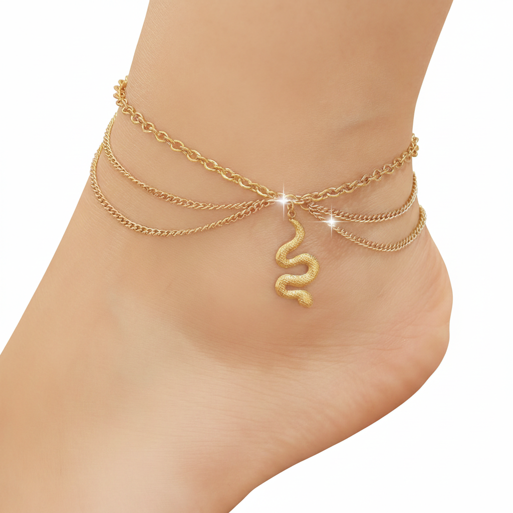 Triple-Layer Serpent Anklet