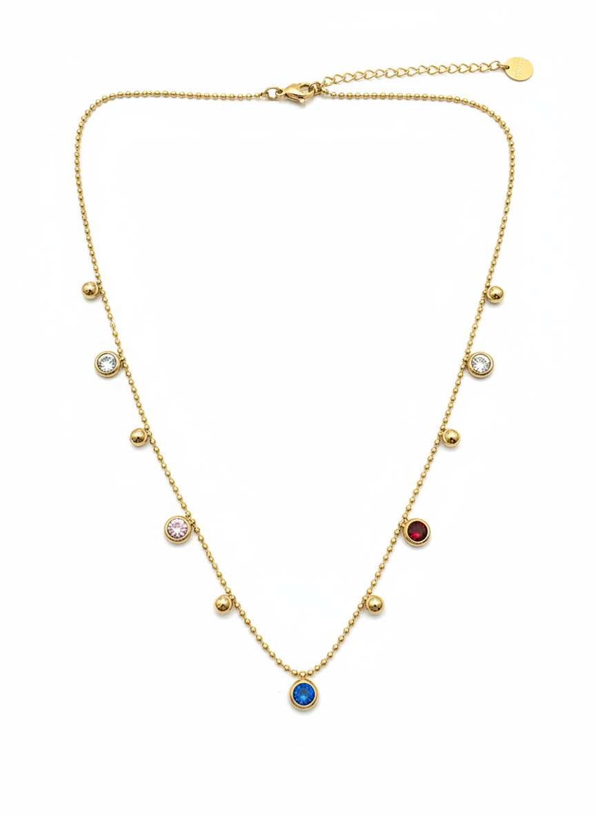 Multicolor Crystal Charm Necklace