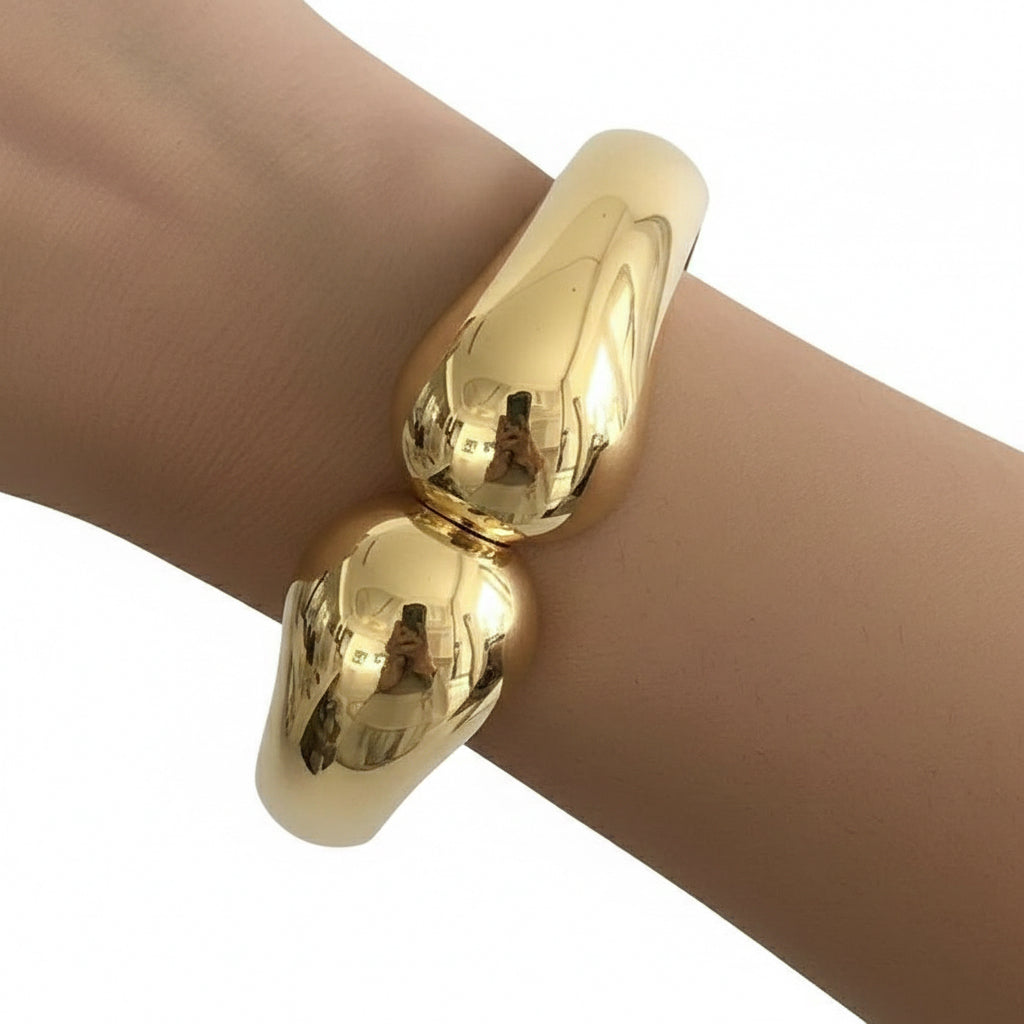 Gilded Teardrop Cuff Bangle