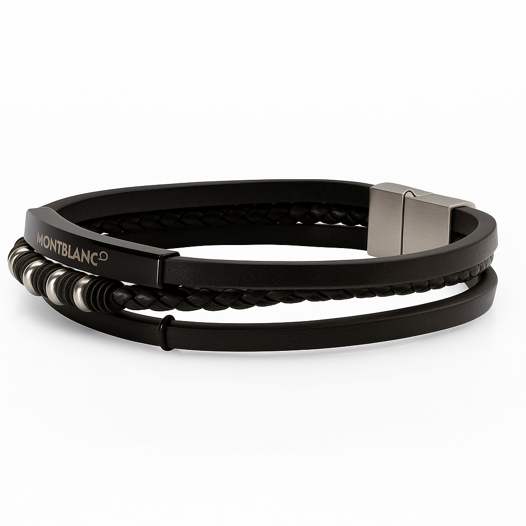 Montblanc Black Leather Bracelet