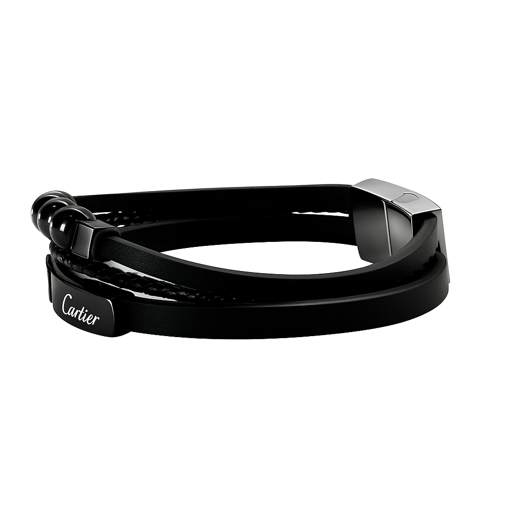 Cartier Stainless Steel and Leather Bracelet