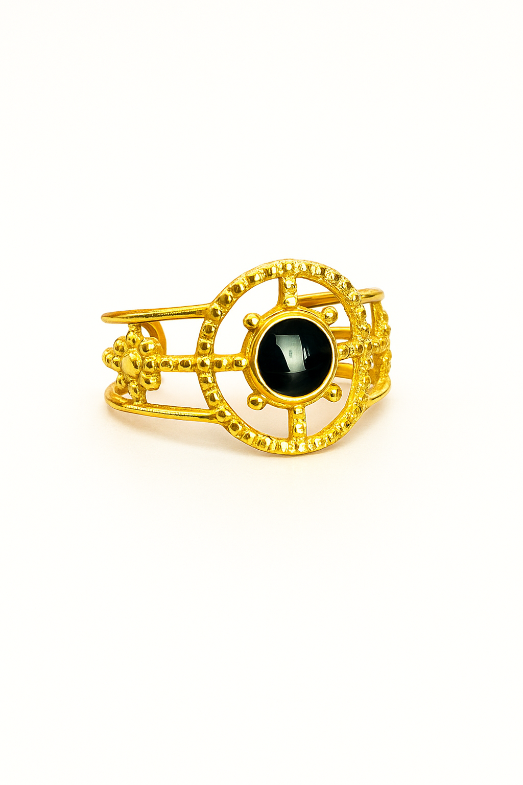 Haidy Handmade Gold and Black Stone Ring