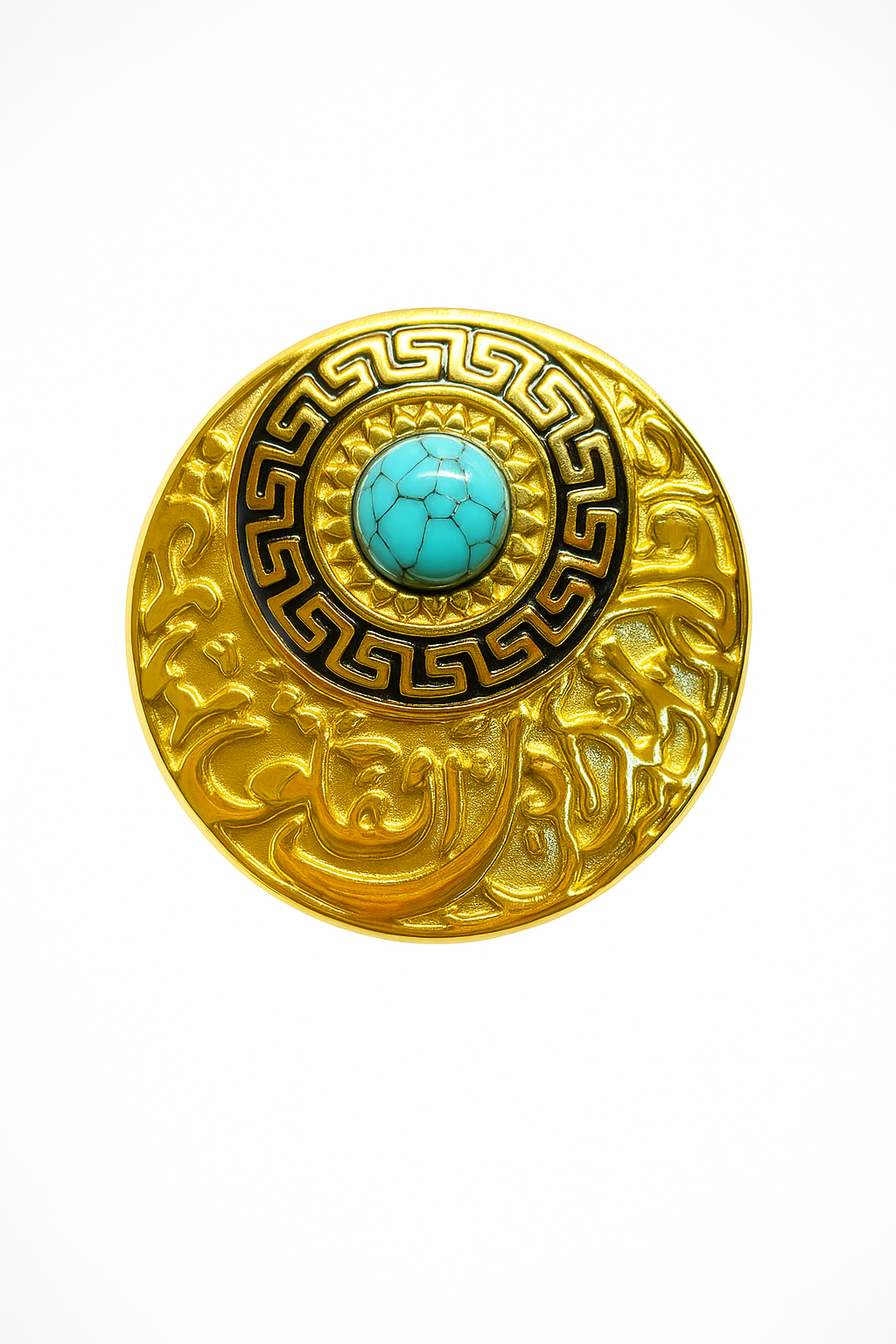 Elegant Turquoise and Gold Brooch
