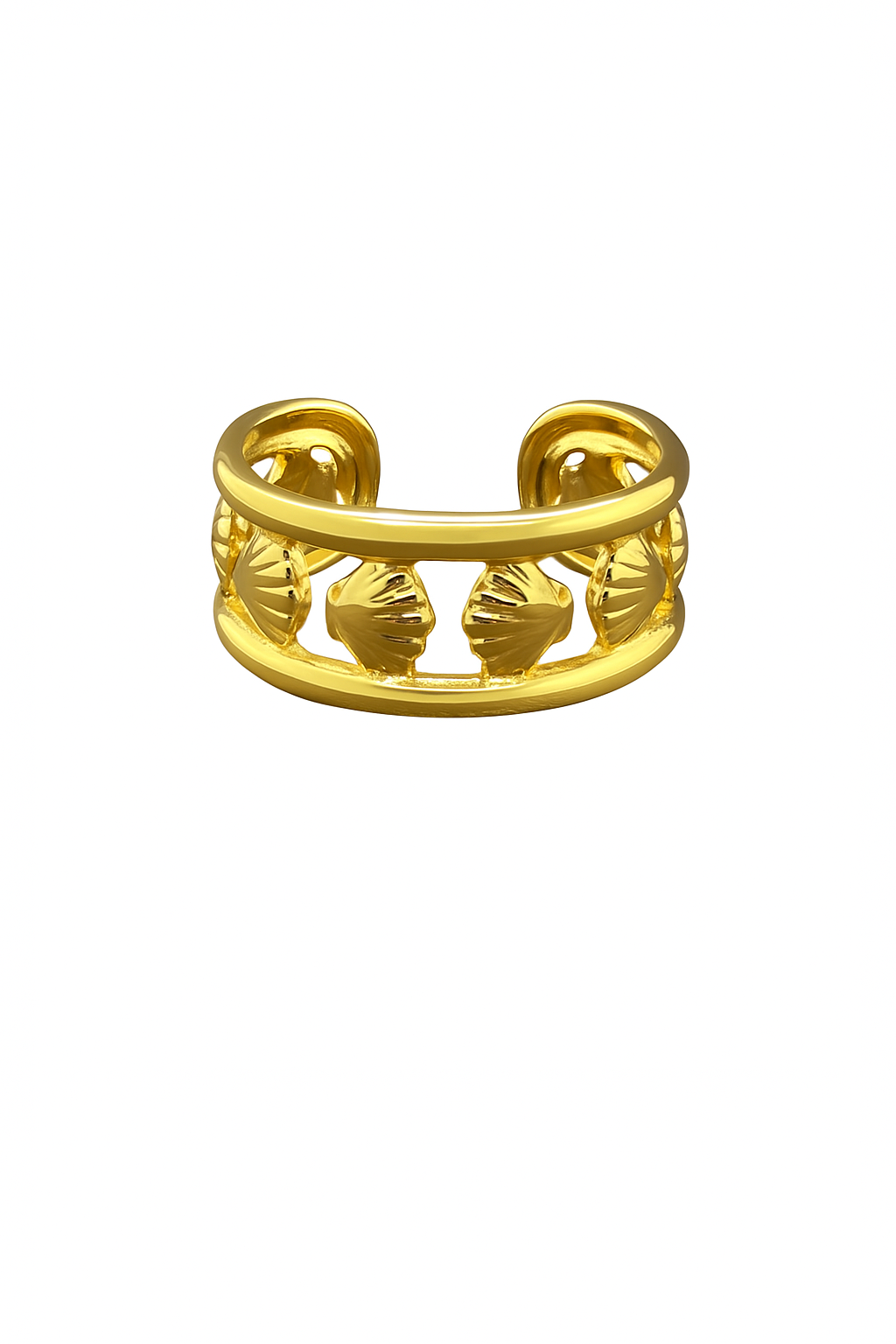 Haidy Handmade Golden Shell Cuff Ring