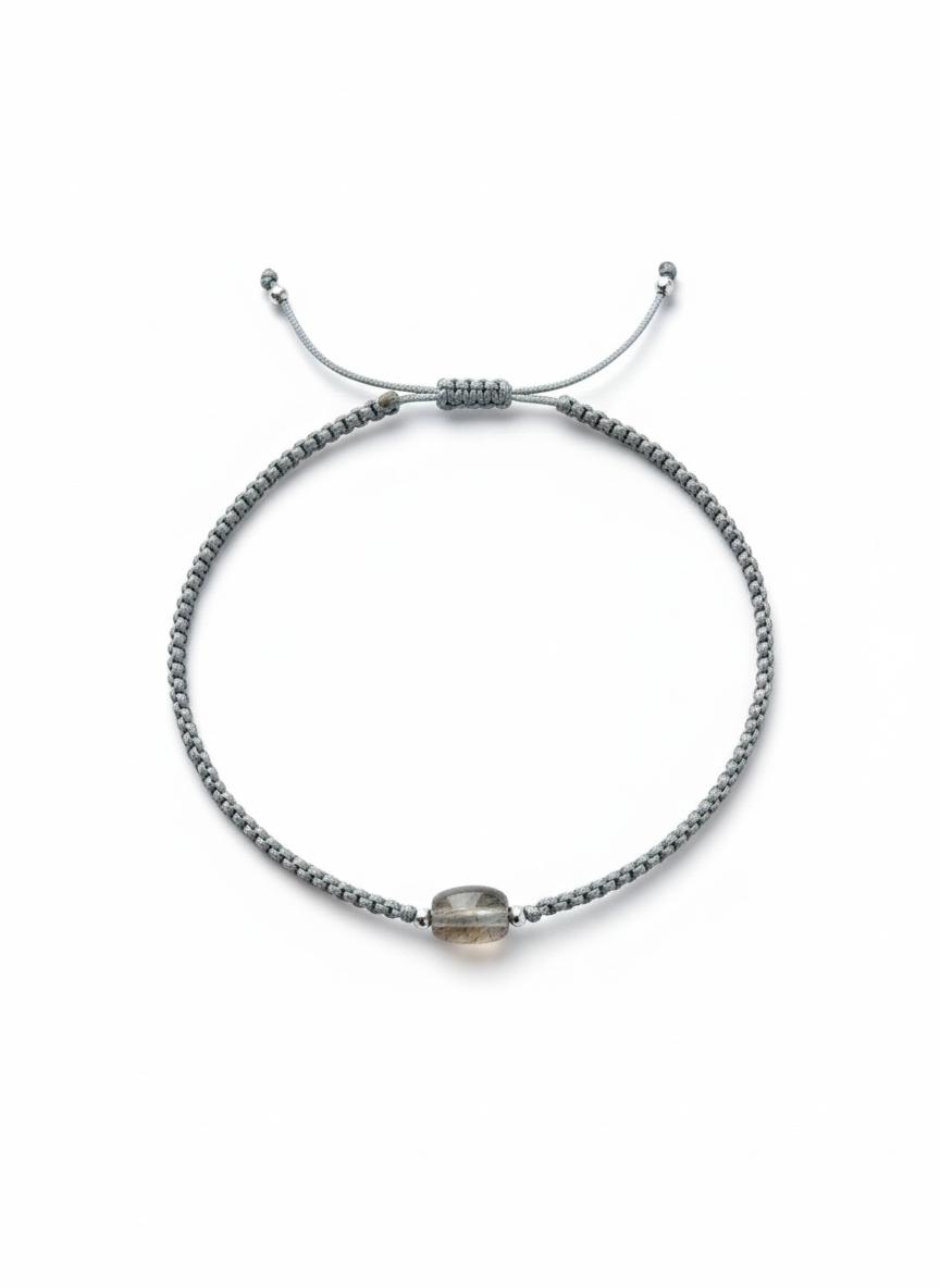 Handcrafted Hematite Moonstone Cord Bracelet - Image 2
