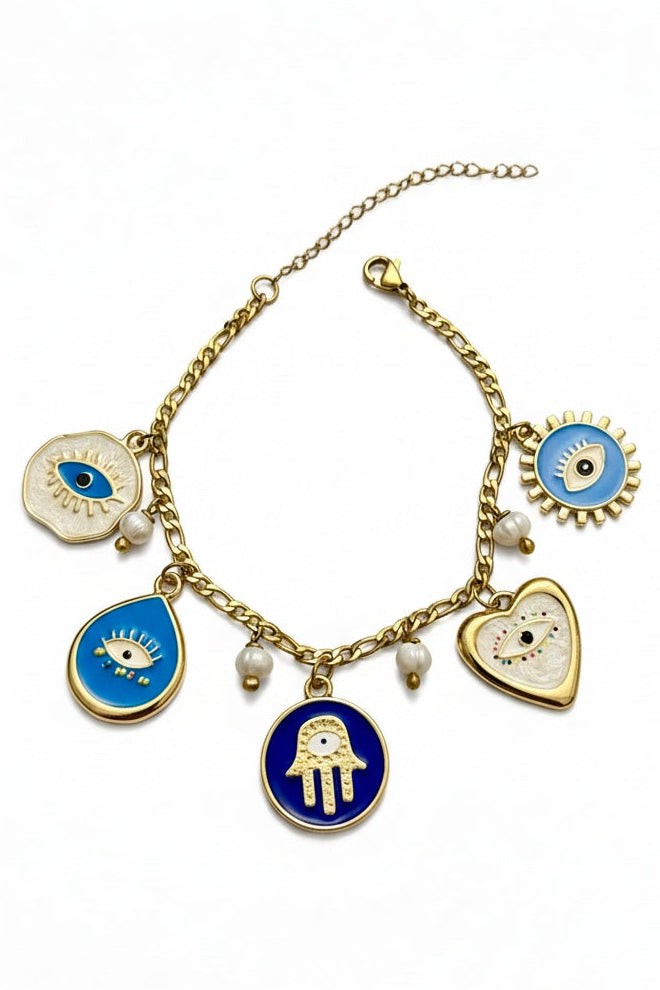 Golden Nazar Charm Bracelet