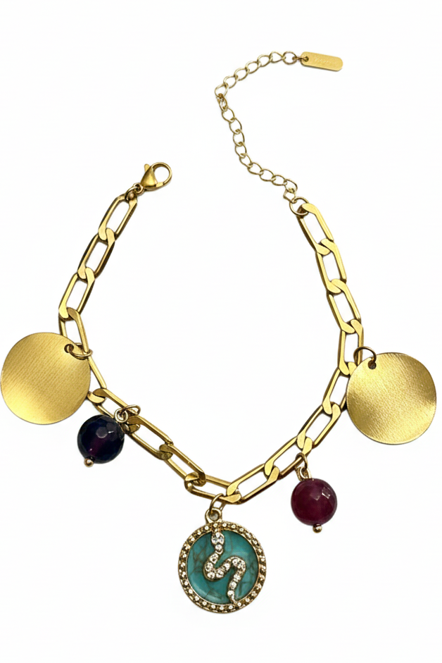Serpent Medallion Charm Handmade Bracelet