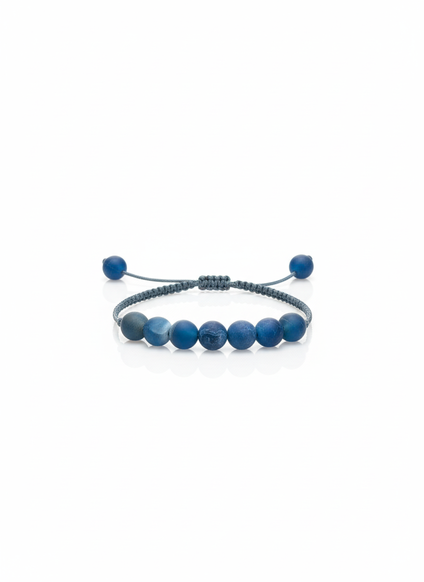 Blue Velvet Stone Loop Handmade Bracelet - Image 2
