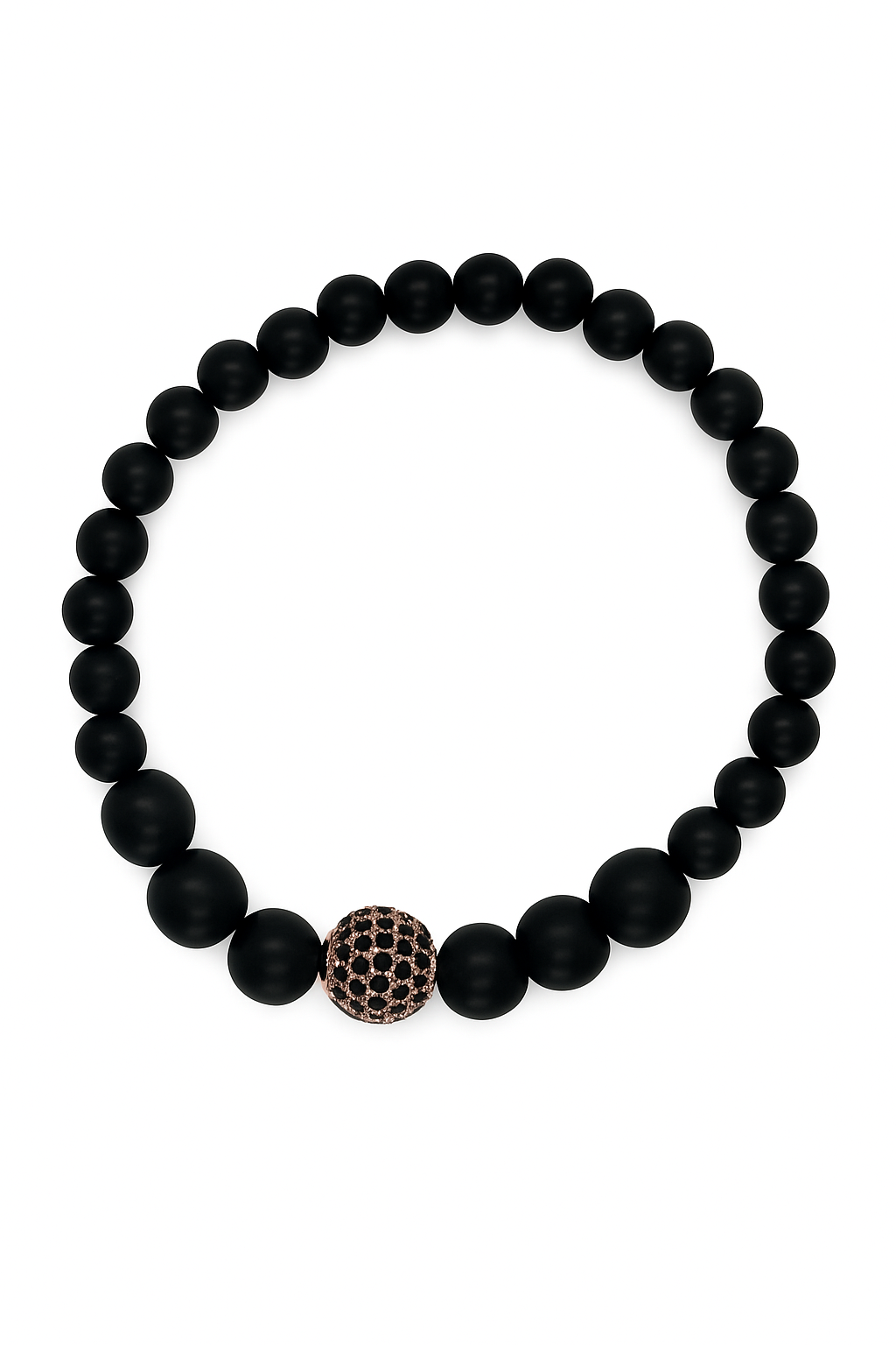 Handmade Black Bead Bracelet with Decorative Center
