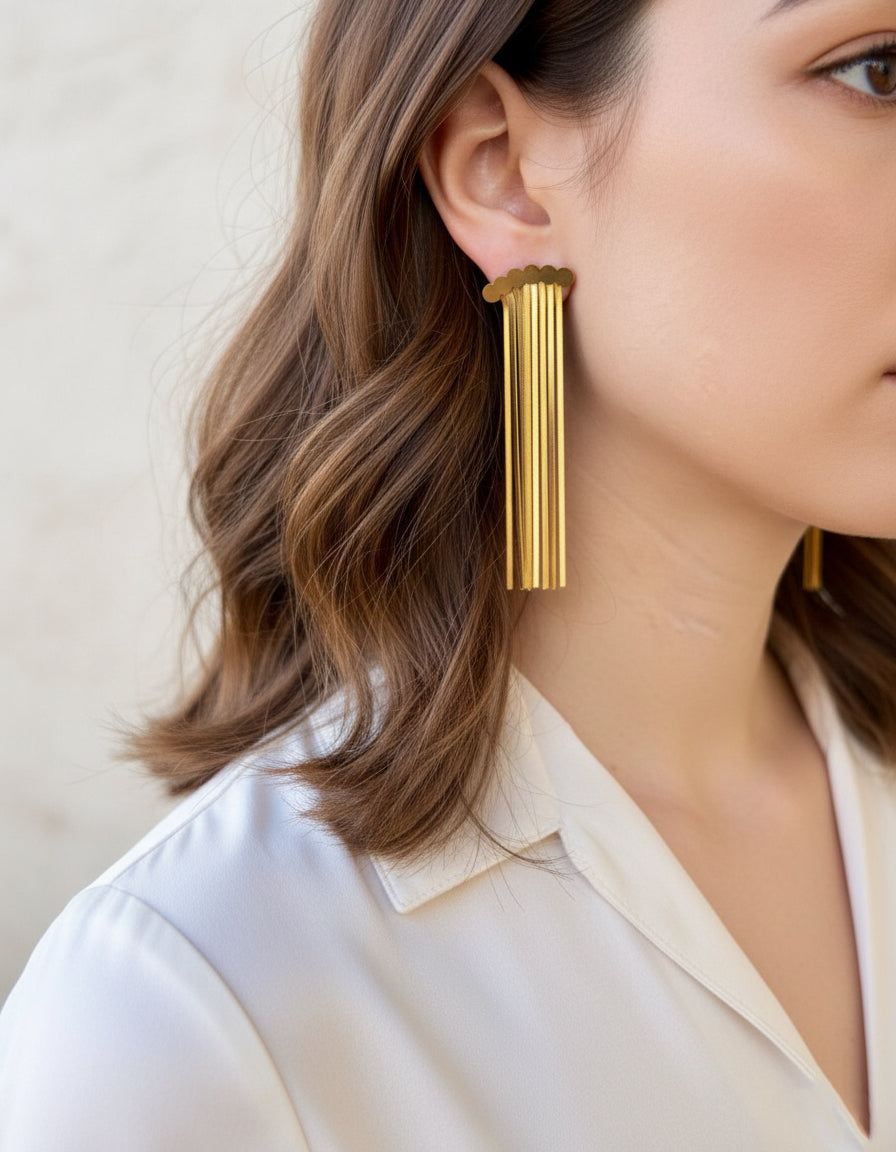 Cascading Tassel Drop Earrings - Image 2