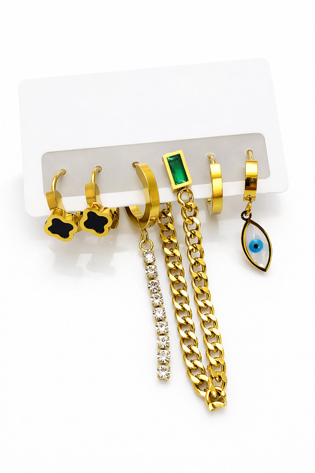 Boho Luxe Suite: 6-Piece Stainless Steel Earring Set