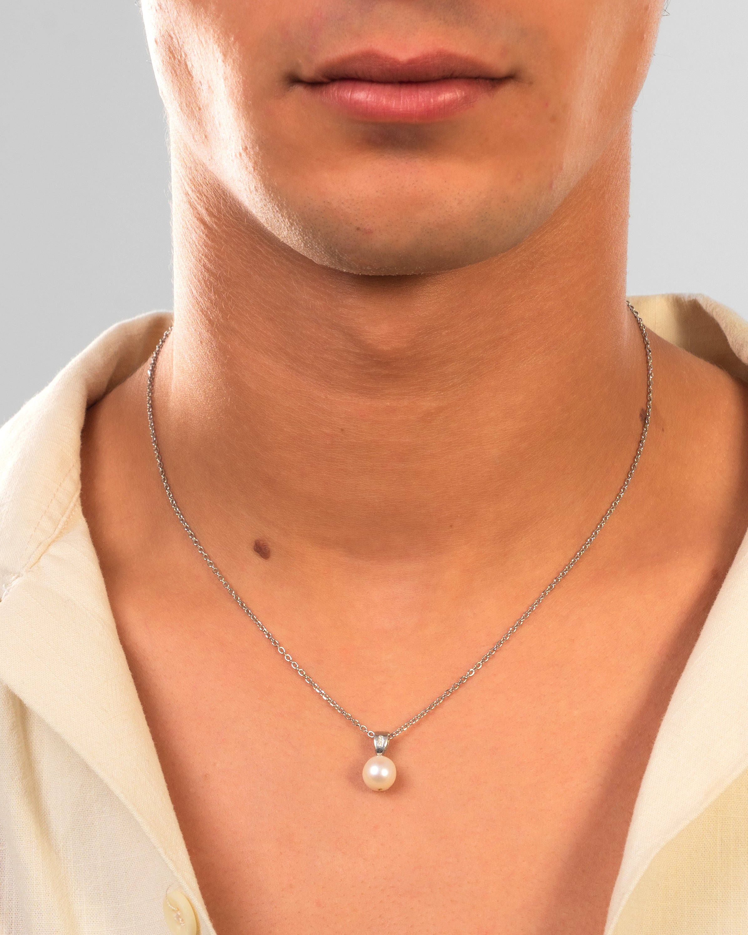 The Luminous Pearl Drop Silver Necklace - Image 2