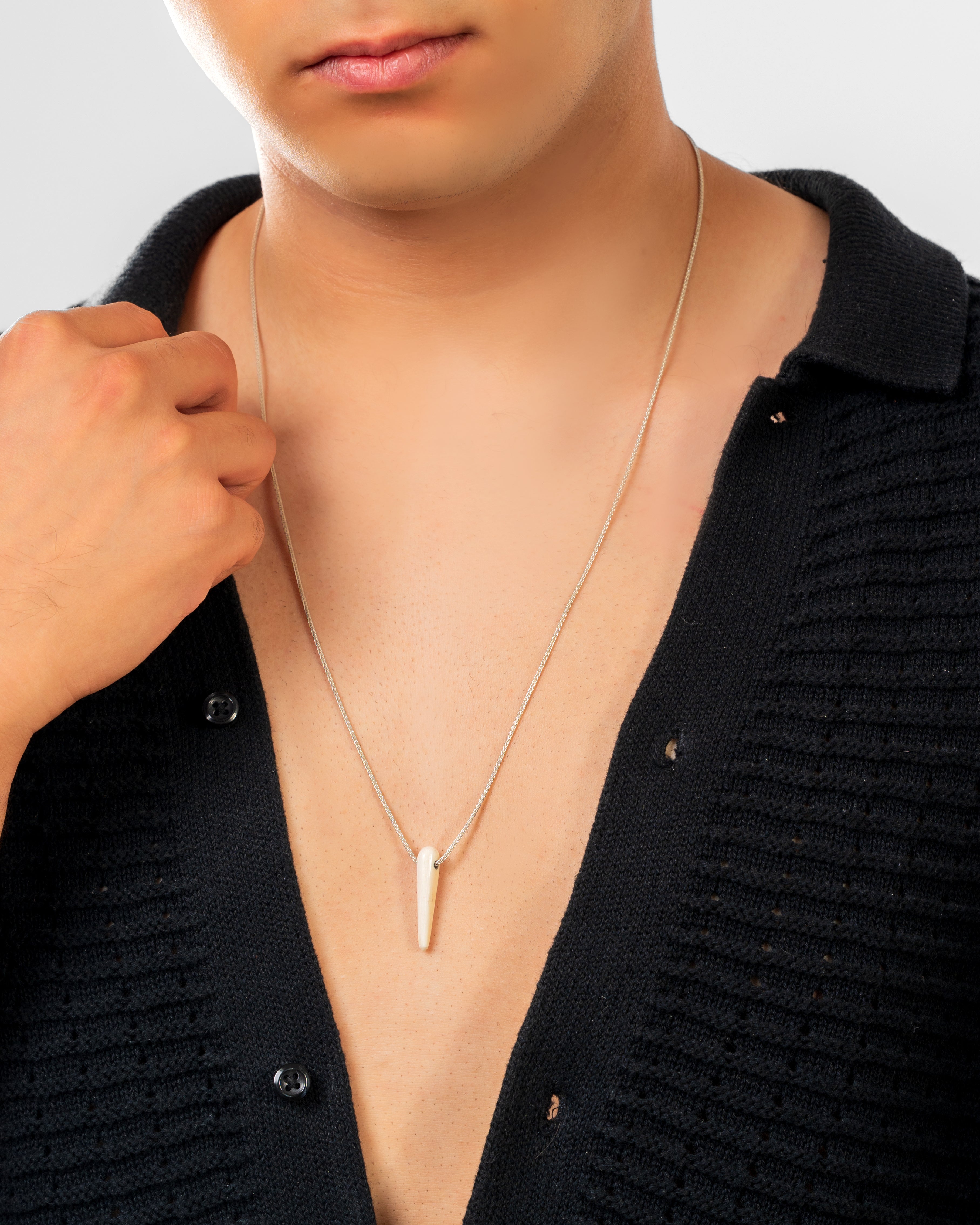 The Ivory Tusk Pendant Silver Necklace - Image 2