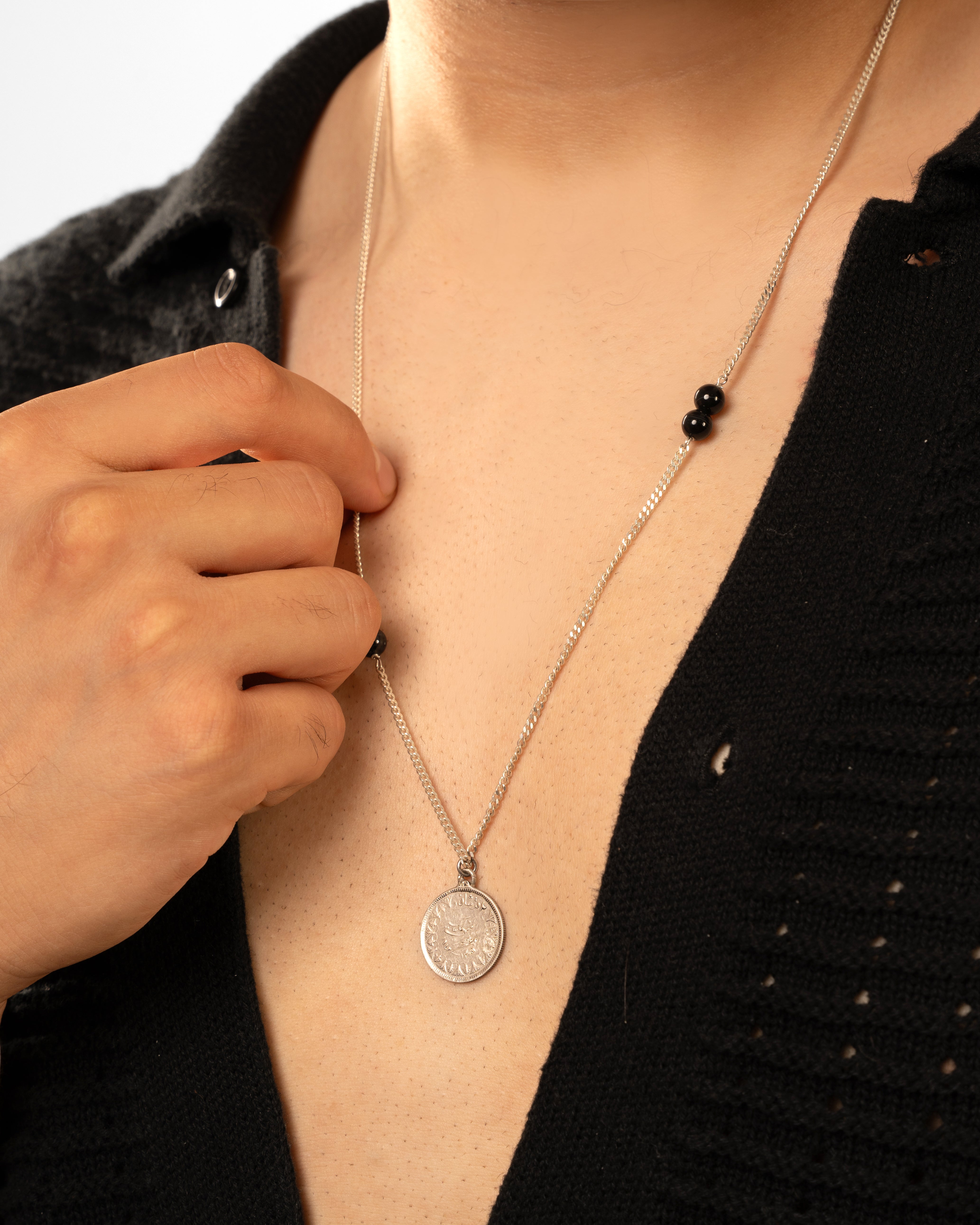 Artisan Onyx Coin Silver Necklace - Image 2