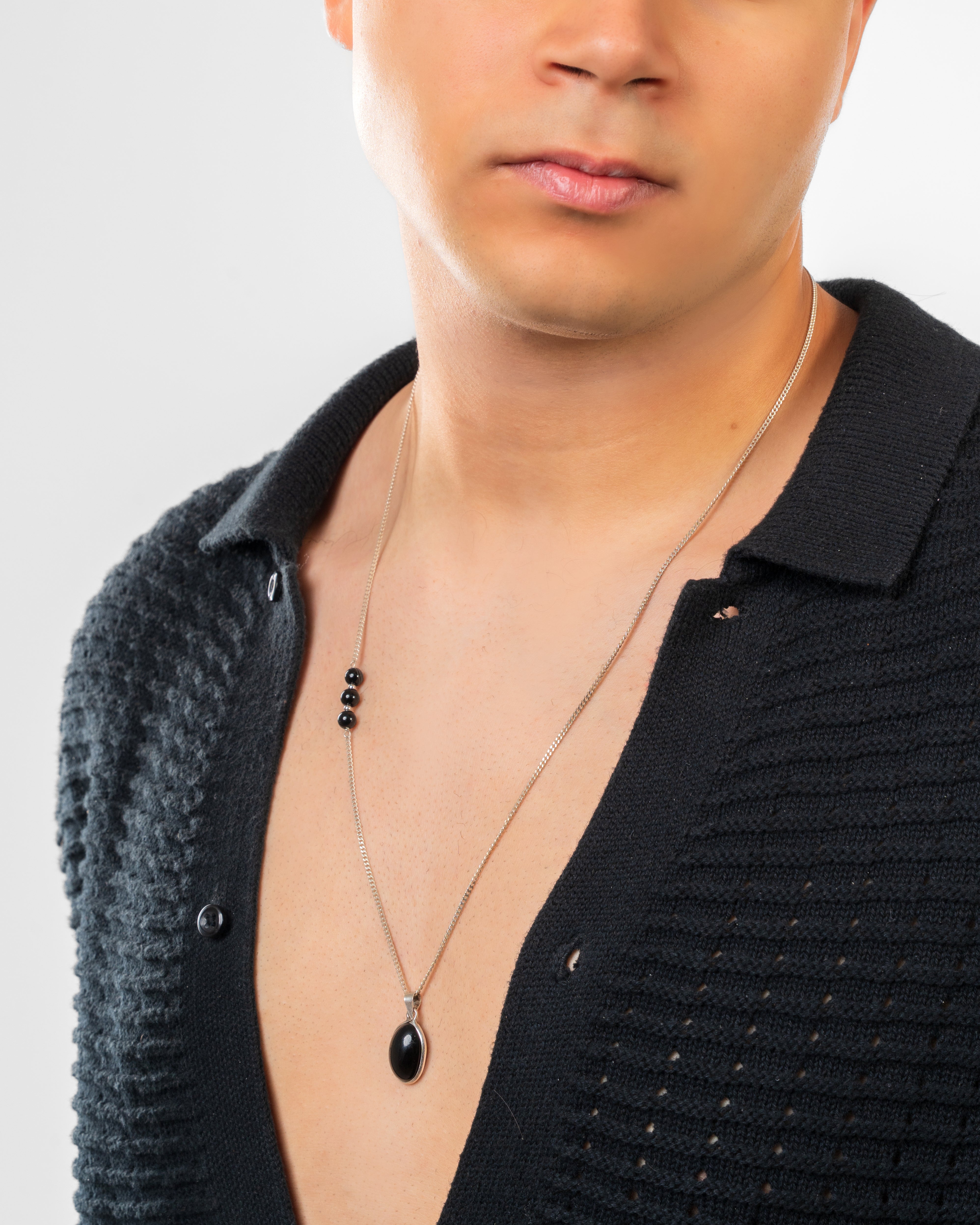The Onyx Orbit Silver Necklace - Image 3